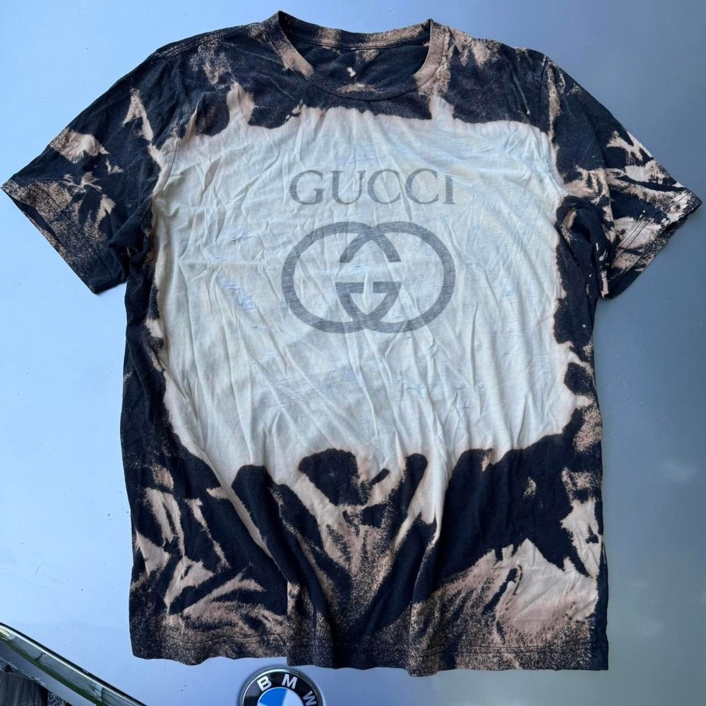 Tie dye bleached GU CCI tshirt